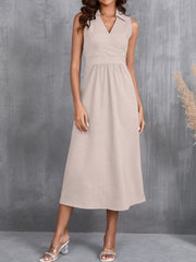 Ruched Sleeveless Midi Dress - Trendsi