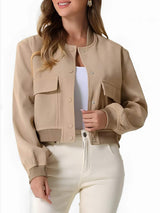 Pocketed Snap Down Baseball Collar Jacket - Trendsi - Flyclothing LLC