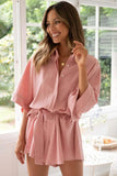Tied Button Up Collared Neck Romper - Trendsi