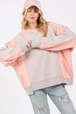 SAGE + FIG Color Block Round Neck Sweatshirt - Trendsi