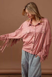 BiBi Suede Fringe Long Sleeve Jacket - Trendsi - Flyclothing LLC