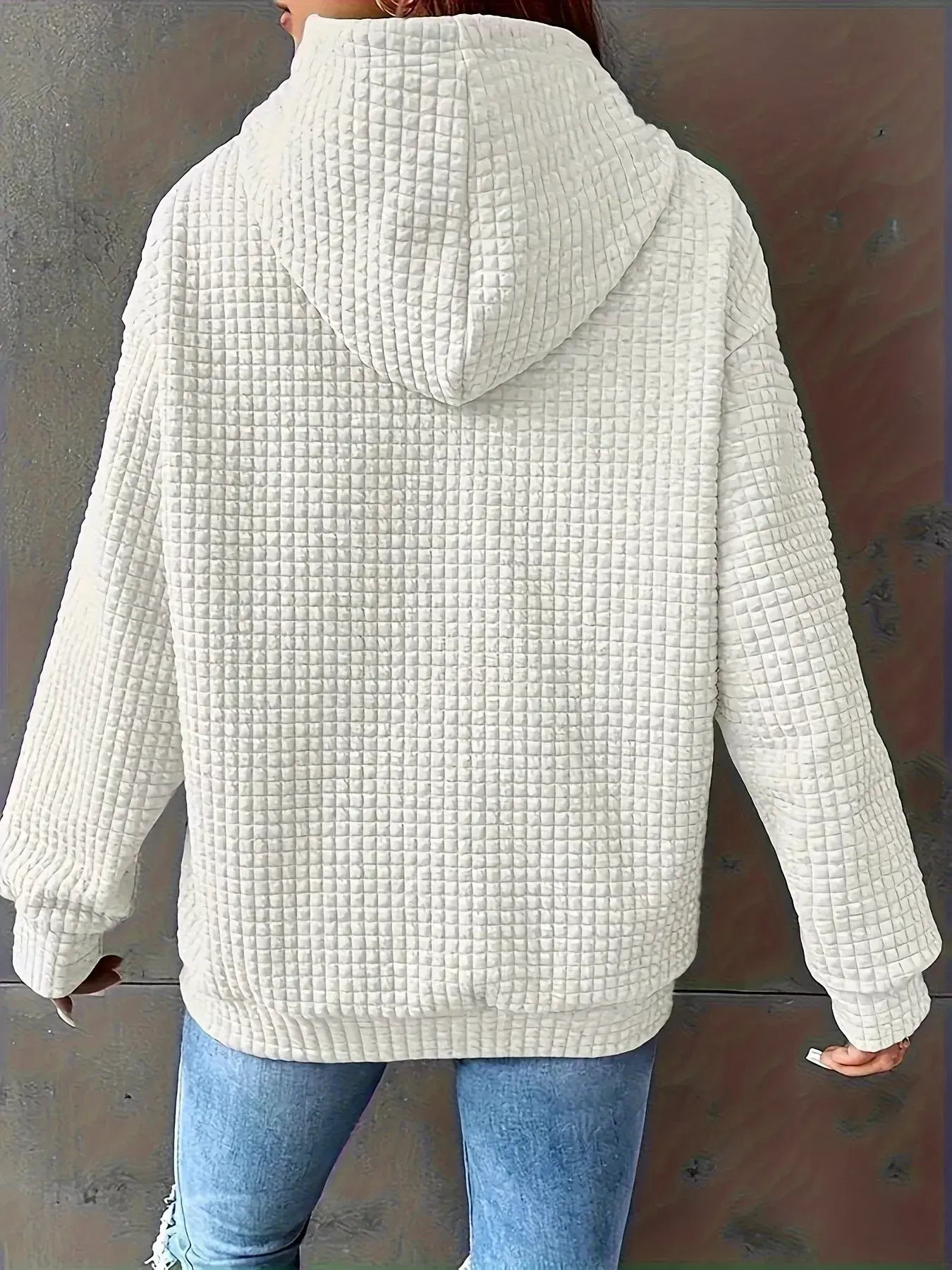 Textured Knit Drawstring Hoodie - Trendsi - Flyclothing LLC