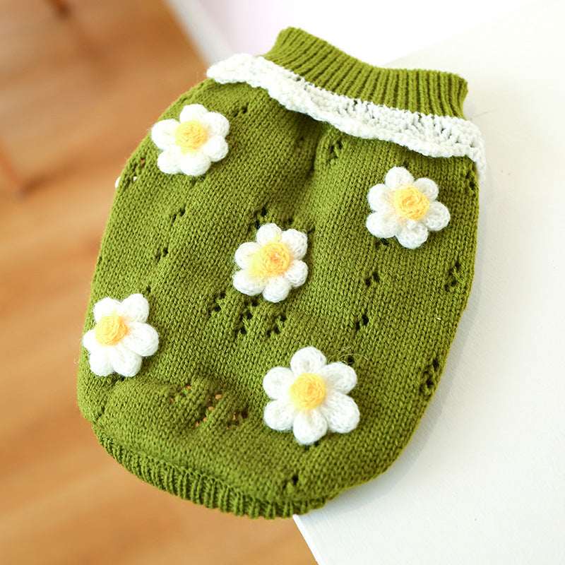 Bowknot Dog Clothes Cat Costume Hollow Knit Dog Sweater - My Store - Flyclothing LLC