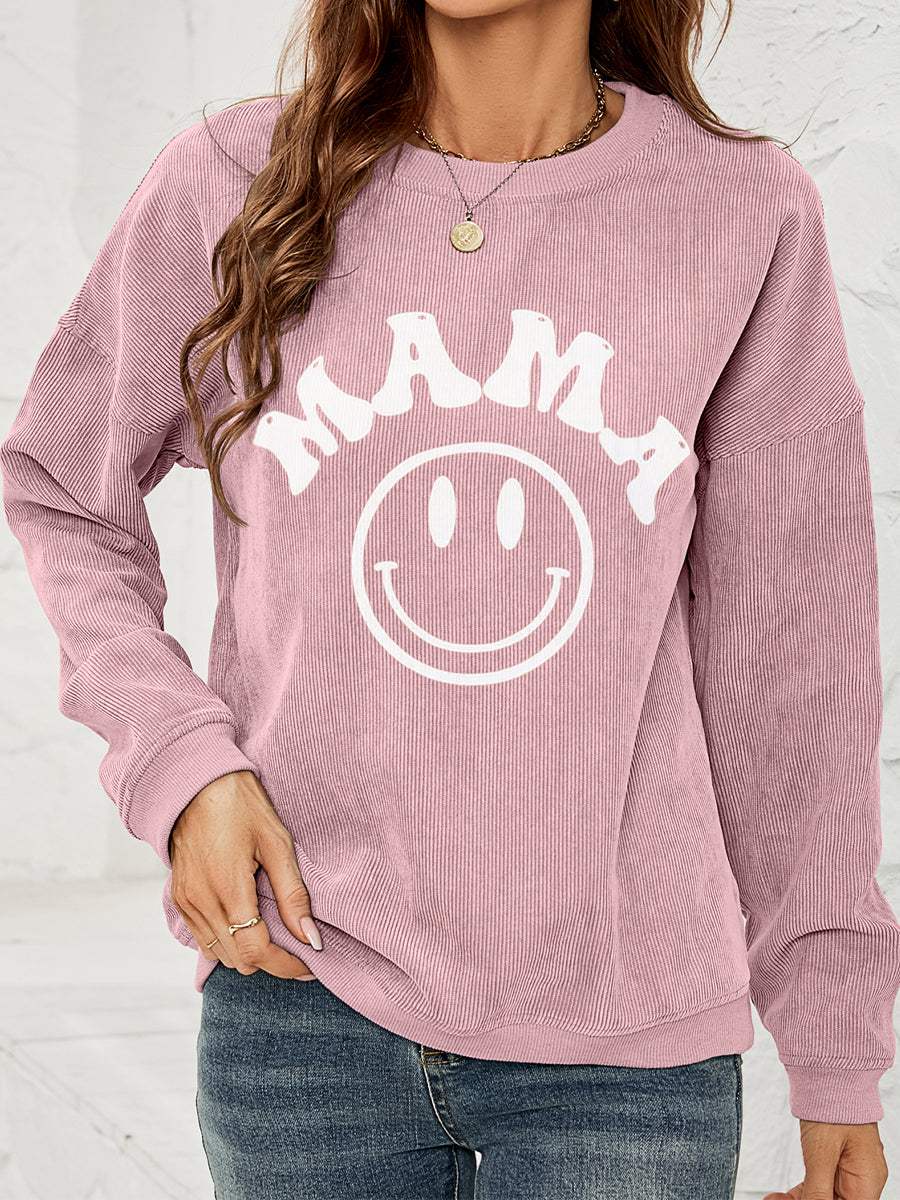 Round Neck Long Sleeve MAMA Graphic Sweatshirt - Trendsi - Flyclothing LLC