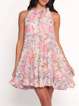 Floral Print Sleeveless Tiered Mini Dress - Trendsi - Flyclothing LLC