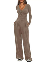 Casual Long Sleeve Top and Wide Leg Pants Set - Trendsi - Flyclothing LLC