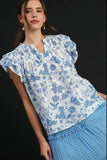 Umgee Full Size Two Tone Boxy Cut Floral Print Plus Size - Trendsi