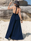 Surplice Wide Leg Jumpsuit with Free Tie - Trendsi - Flyclothing LLC