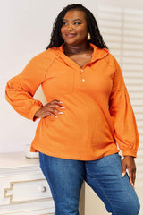 Basic Bae Side Slit Buttoned Waffle Knit Hoodie - ShopBasicbae - Flyclothing LLC