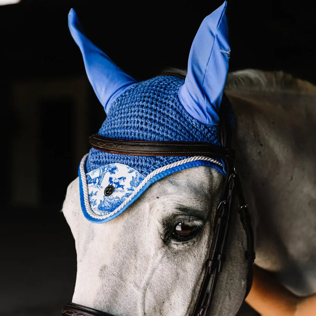 Dapplebay Equestrian Toile Fly Veil-Blue/White - Breeches.com - Flyclothing LLC