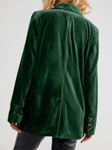 Lapel Collar Long Sleeve Blazer with Pockets - Trendsi - Flyclothing LLC