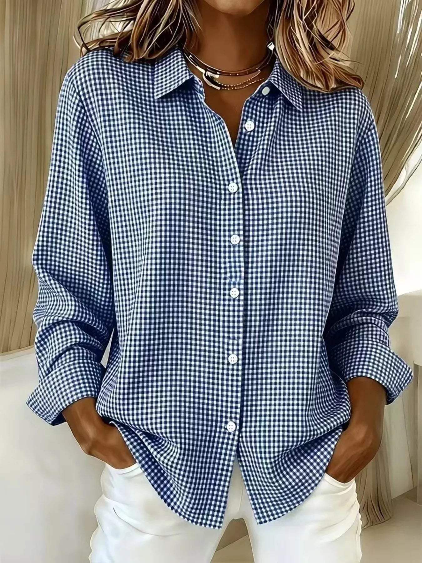 Full Size Plaid Button Up Long Sleeve Shirt Plus Size - Trendsi - Flyclothing LLC