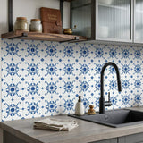6" x 6" Blue and White Aydan Mosaic Peel and Stick Removable Tiles - HomeRoots - Flyclothing LLC