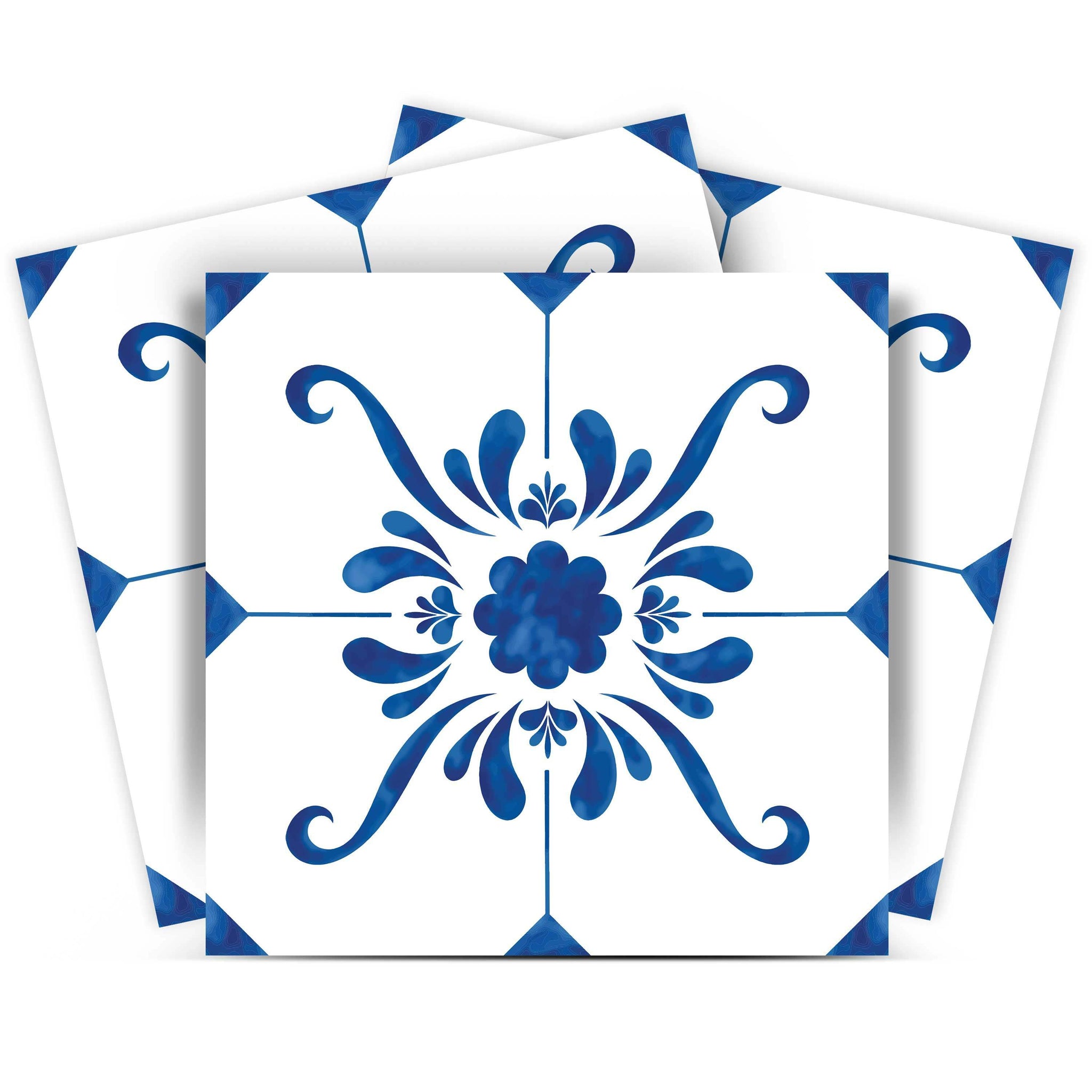 6" x 6" Blue and White Aydan Mosaic Peel and Stick Removable Tiles - HomeRoots - Flyclothing LLC