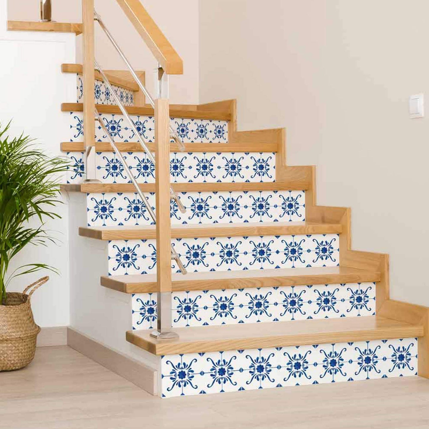 6" x 6" Blue and White Aydan Mosaic Peel and Stick Removable Tiles - HomeRoots - Flyclothing LLC