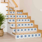 6" x 6" Blue and White Aydan Mosaic Peel and Stick Removable Tiles - HomeRoots - Flyclothing LLC