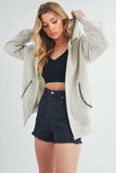 Aemi + Co Contrast Trim Zip Up Hoodie Jacket - Trendsi - Flyclothing LLC