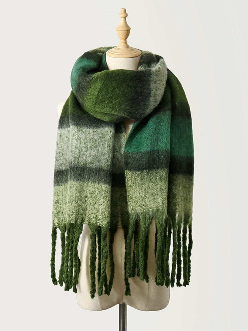 Fringe Color Block Polyester Scarf - Trendsi - Flyclothing LLC