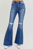 RISEN Full Size High Rise Distressed Raw Hem Flare Jeans - Trendsi - Flyclothing LLC
