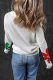 Flower Round Neck Dropped Shoulder Sweater - Trendsi - Flyclothing LLC
