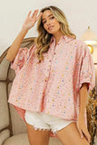BiBi Sequin Striped Short Dolman Sleeve Blouse - Trendsi - Flyclothing LLC