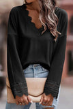 Lace Detail V-Neck Long Sleeve T-Shirt - Trendsi - Flyclothing LLC