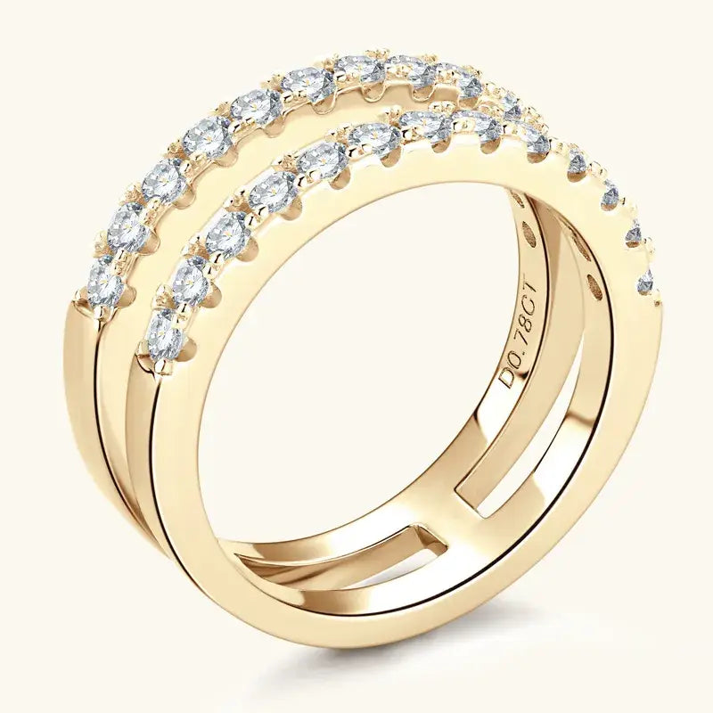 925 Sterling Silver Moissanite Double Layered Ring - Trendsi - Flyclothing LLC