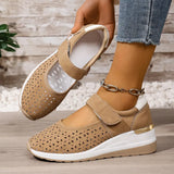 Breathable Cutout Wedge Loafers - Trendsi - Flyclothing LLC
