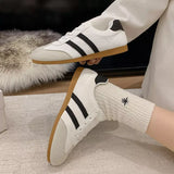 Striped Lace Up Casual Sneakers - Trendsi - Flyclothing LLC