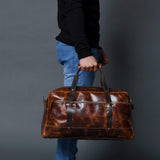 Espresso Elegance Carry on Duffle, Saddle Tan - Classy Leather Bags - Flyclothing LLC