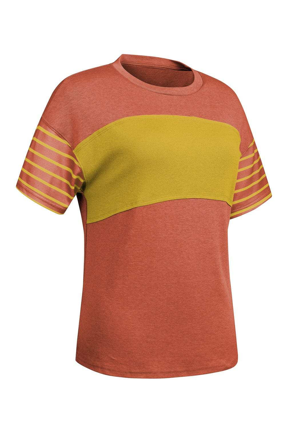 Striped Round Neck Short Sleeve T-Shirt - Trendsi - Flyclothing LLC