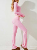 Round Neck Long Sleeve Top and Pants Set - Trendsi - Flyclothing LLC