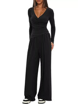 Casual Long Sleeve Top and Wide Leg Pants Set - Trendsi - Flyclothing LLC
