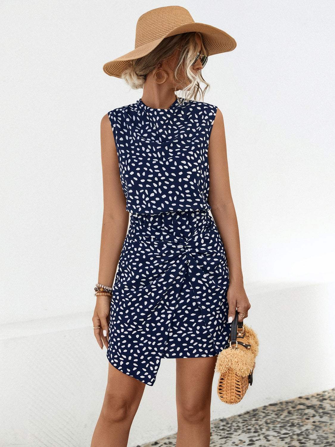 Twisted Printed Sleeveless Mini Dress - Trendsi - Flyclothing LLC