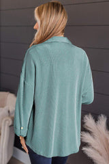 Striped Collared Neck Long Sleeve Shirt - Trendsi - Flyclothing LLC