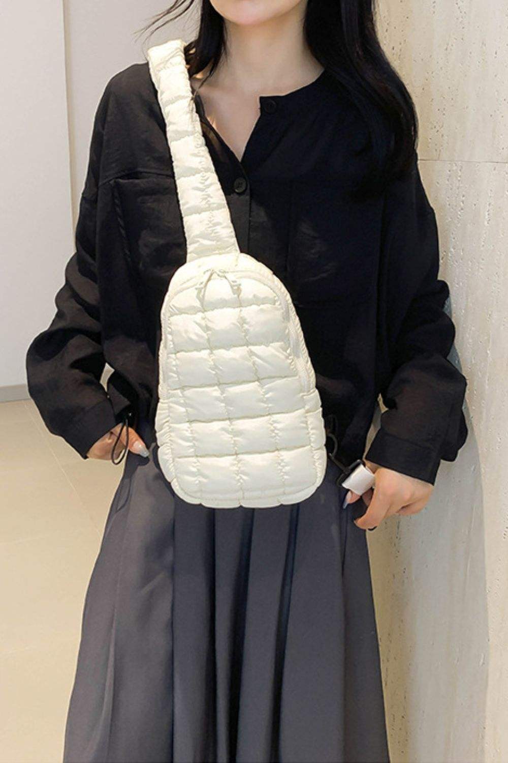 Quilted Nylon Crossbody Bag - Trendsi - Flyclothing LLC