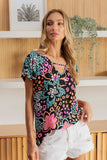 Sew In Love Full Size Printed Short Sleeve Top - Trendsi - Flyclothing LLC