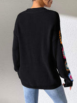 Crochet Flower V-Neck Sweater - Trendsi - Flyclothing LLC