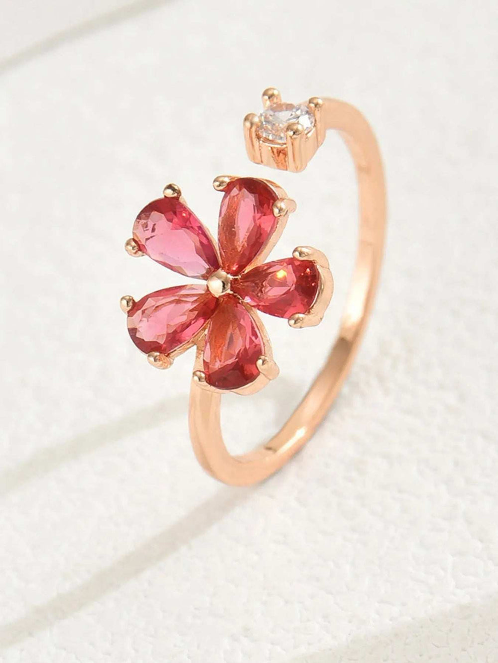 18K Gold-Plated Stainless Steel Zircon Flower Ring - Trendsi - Flyclothing LLC