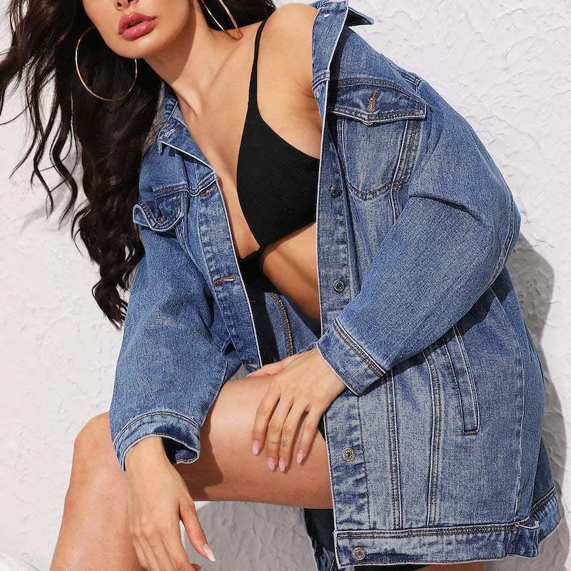 Long Sleeve Denim Jacket - Trendsi - Flyclothing LLC