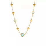 18K Gold-Plated Heart Necklace with Glass Stone - Trendsi - Flyclothing LLC
