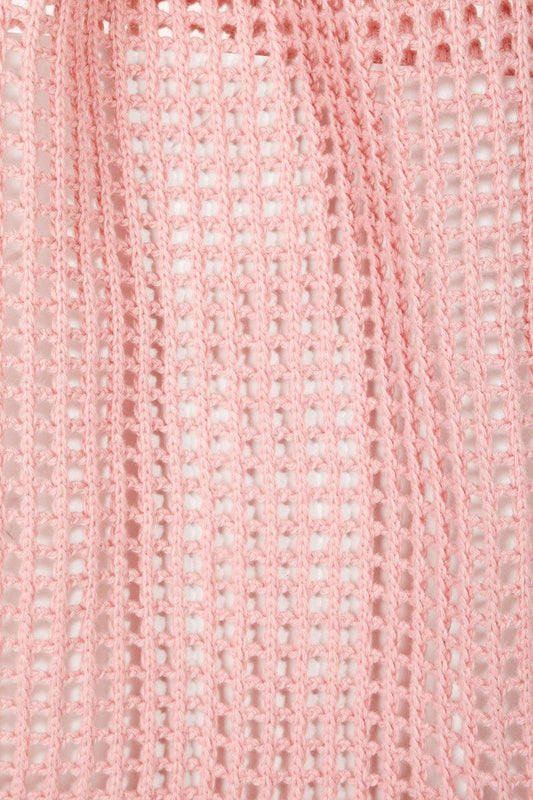 Fame Pointelle Knit Crochet Tote Bag - Trendsi