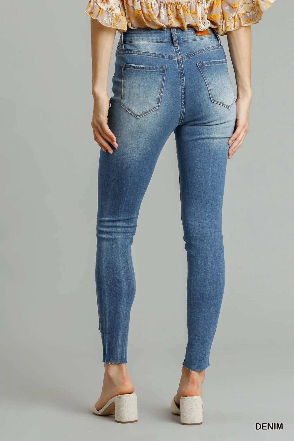 Umgee Distressed Skinny Jeans with Edge Detail - Trendsi - Flyclothing LLC
