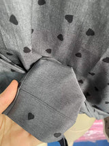 Heart Print Button Up Flounce Sleeve Shirt - Trendsi - Flyclothing LLC