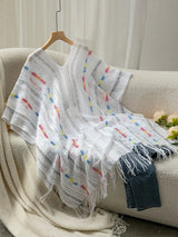 Openwork Fringe Open Front Knit Cape - Trendsi - Flyclothing LLC