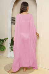 V-Neck Three-Quarter Sleeve Cover-Up - Trendsi - Flyclothing LLC