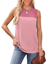 Color Block Round Neck Tank - Trendsi - Flyclothing LLC