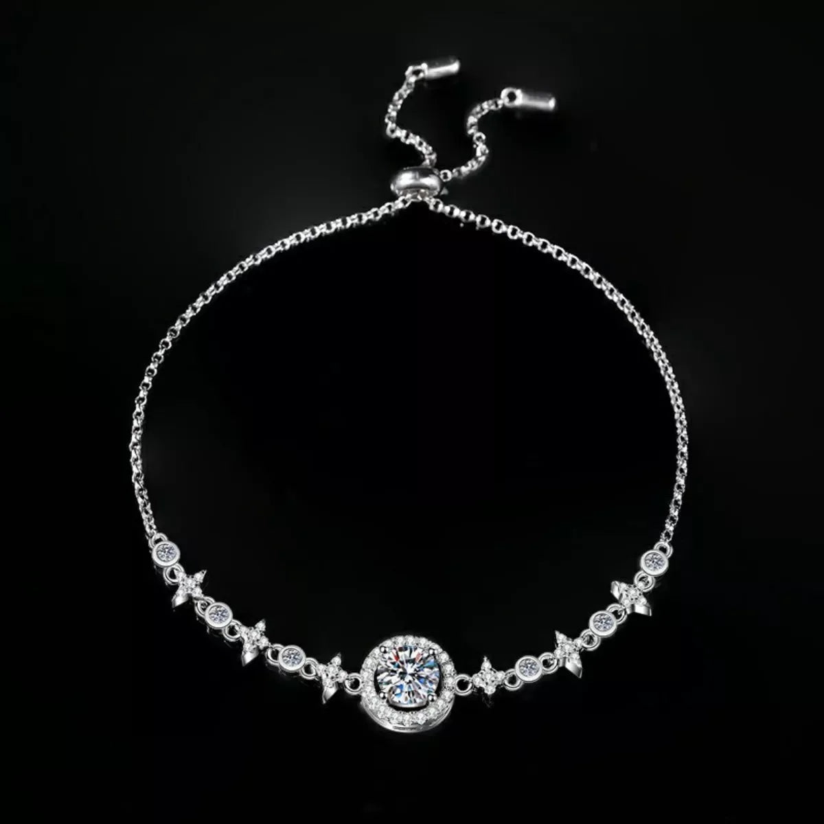 1 Carat Moissanite 925 Sterling Silver Minimalist Bracelet - Trendsi - Flyclothing LLC