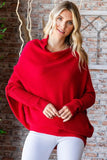 First Love Full Size Asymmetrical Hem Dolman Sleeve Sweater - Trendsi