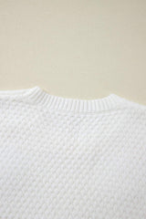 Crochet Flower Round Neck Long Sleeve Sweater - Trendsi - Flyclothing LLC